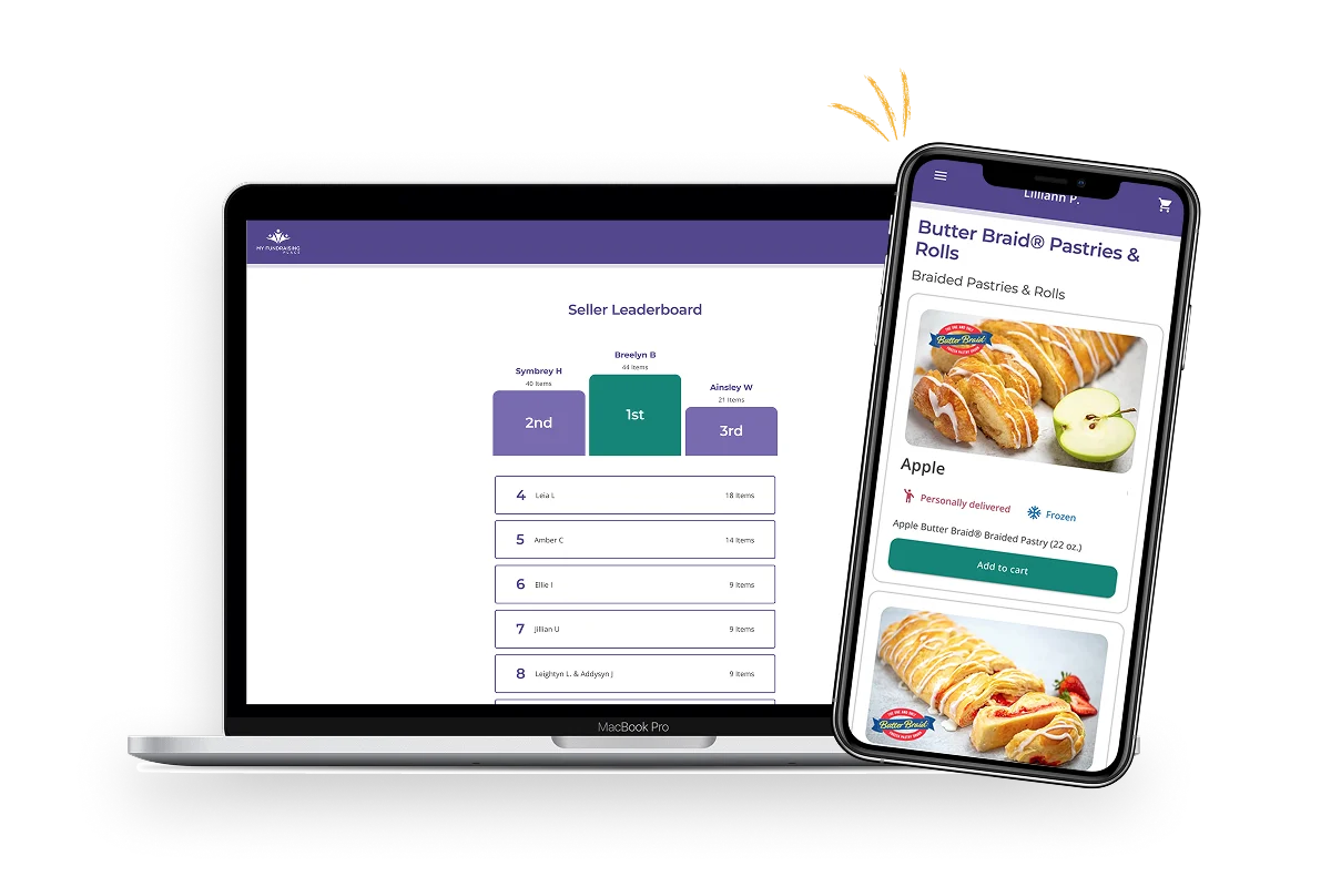 Online store product page and seller leaderboard on mobile phones