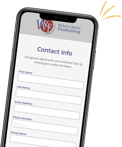 Fundraiser signup form on a mobile phone