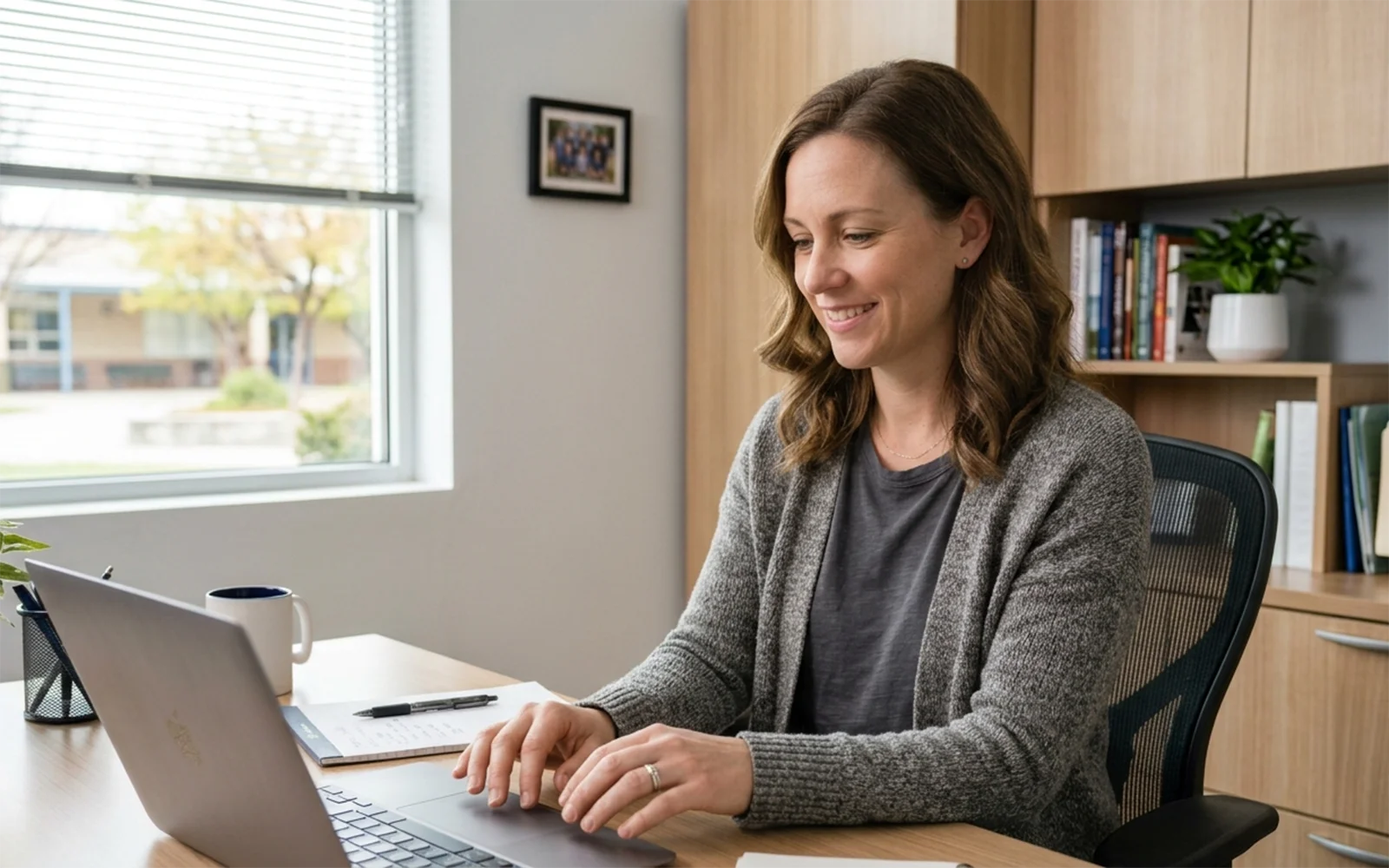 Group leader planning a fundraiser on a laptop